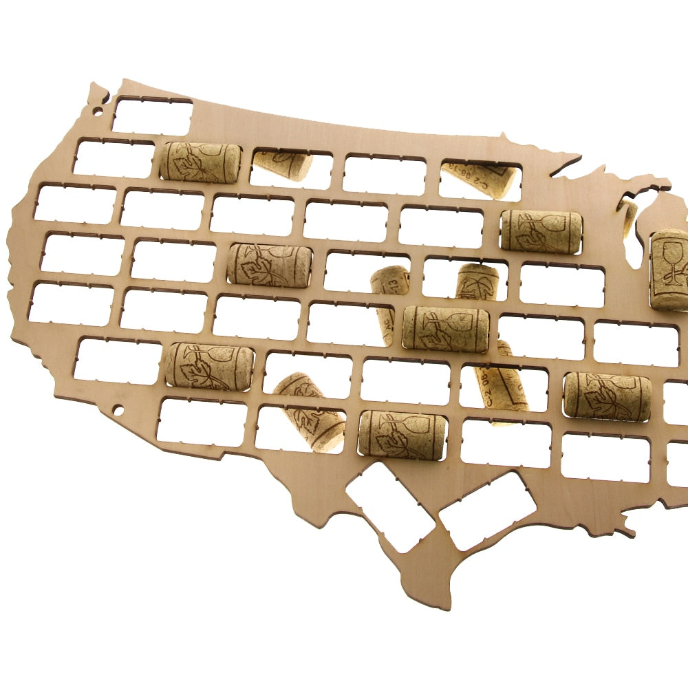 USA Cork Map Cork Reused Display Wall Map Cork Trap Collection USA Plywood Craft Map by Woody Signs Co. - Handmade Crafted Unique Wooden Creative