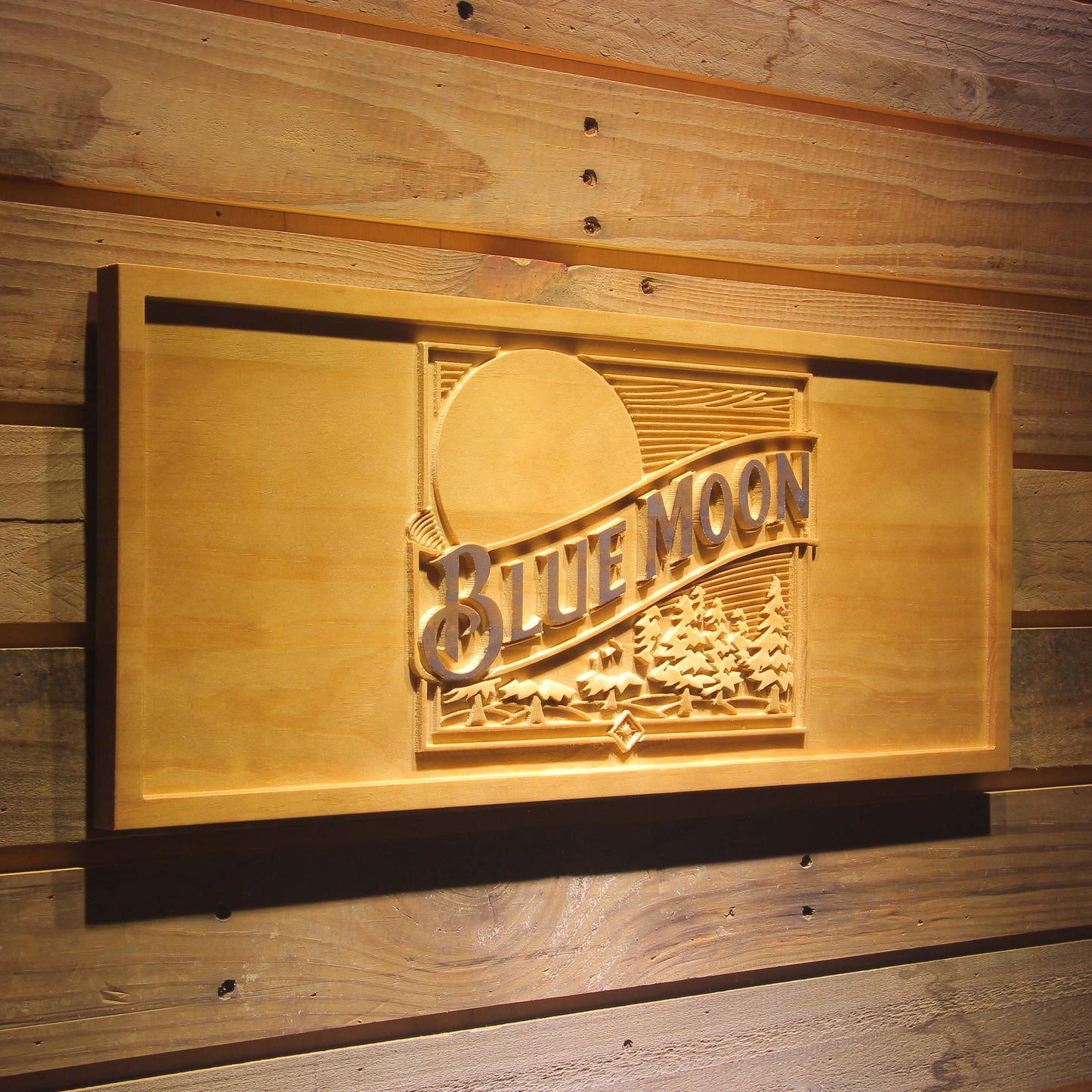 Blue Moon Bar 3D Wooden Signs by Woody Signs Co. - Handmade Crafted Unique Wooden Creative