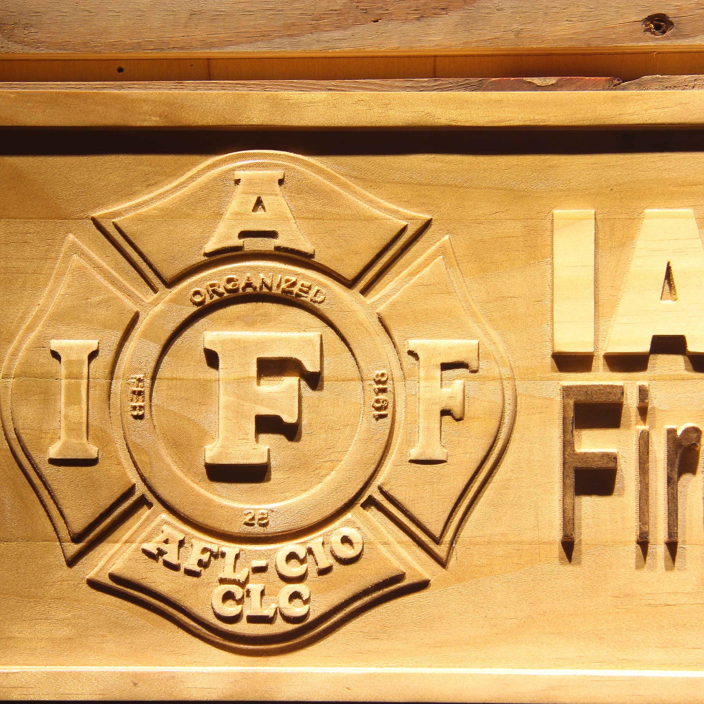 IAFF Fire Fighters Fireman 3D Wooden Bar Signs by Woody Signs Co. - Handmade Crafted Unique Wooden Creative