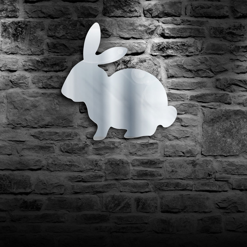 Modern Baby Room Bunny Wall Mirror Woodland Animal Makeup Mirror With LED Lights Rabbit Illuminated Acrylic Mirror by Woody Signs Co. - Handmade Crafted Unique Wooden Creative