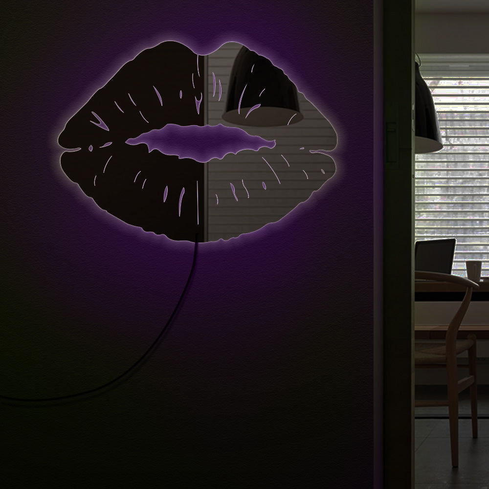Sexy Hot Lip Luminous Wall Mirror For Girl Bedroom Kiss Lip Bite Frameless Acrylic Mirror With LED Backlight For Her by Woody Signs Co. - Handmade Crafted Unique Wooden Creative