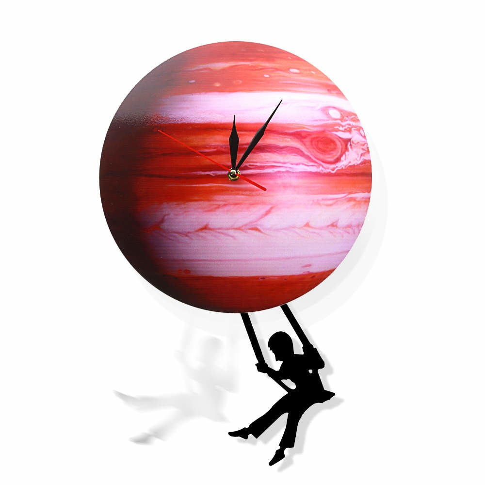 Swinging on The Jupiter Planet Wall Clock Bedroom Solar System Astronomy Decoration Space Pendulum Swinging Wall Clock by Woody Signs Co. - Handmade Crafted Unique Wooden Creative