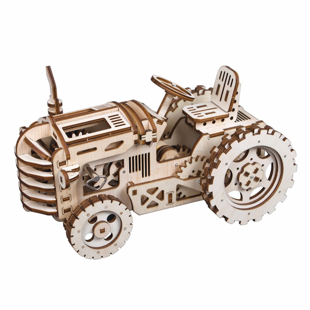 Creative DIY Gear Drive Tractor 3D Wooden Hobbies Gift for LK401 by Woody Signs Co. - Handmade Crafted Unique Wooden Creative