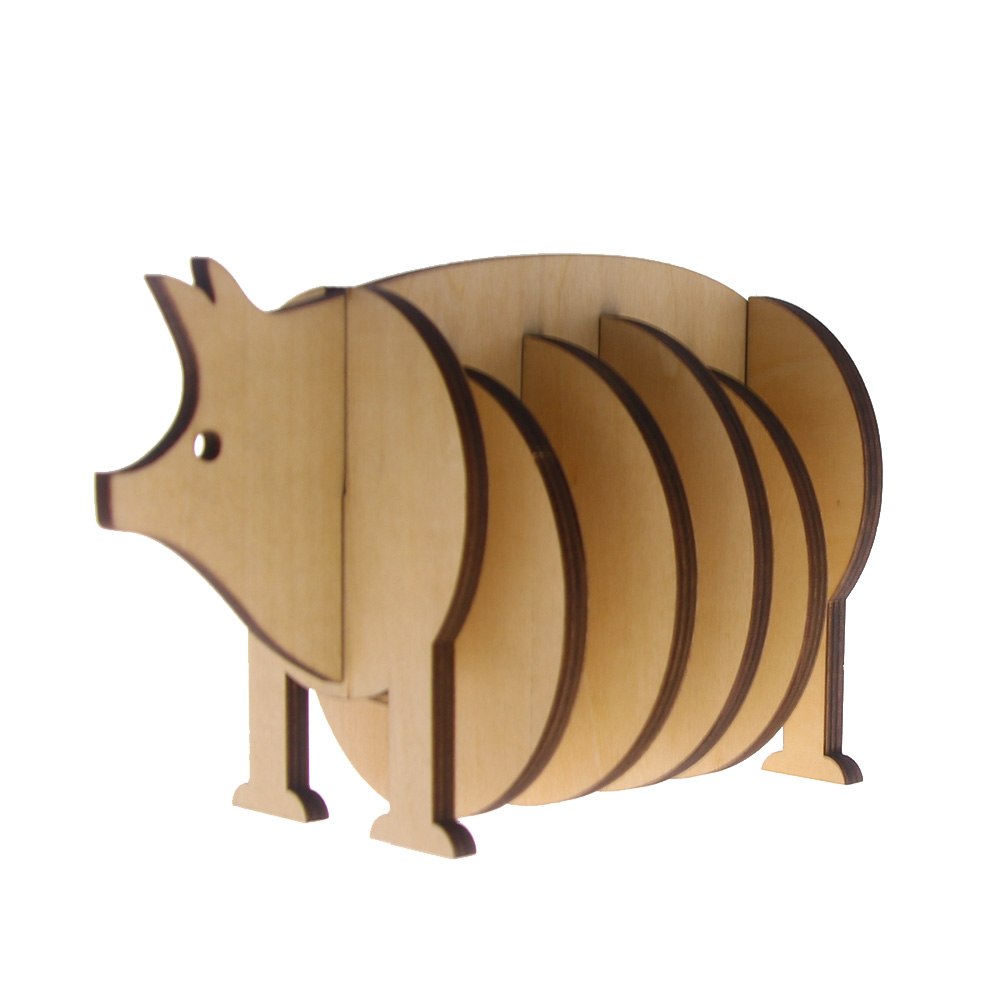 7Pieces/Set Creative Wooden Pin Coaster Pig Model Coffee Tea Milk Cup Mats Unique Table Decor Kitchen Placemat by Woody Signs Co. - Handmade Crafted Unique Wooden Creative