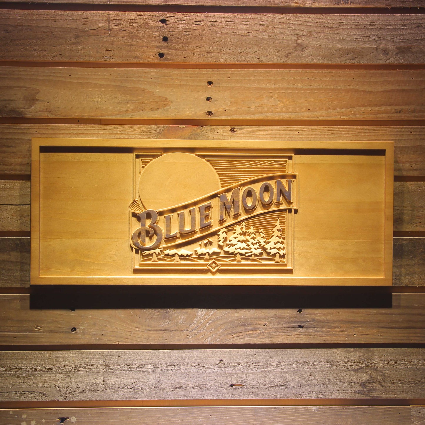 Blue Moon Bar 3D Wooden Signs by Woody Signs Co. - Handmade Crafted Unique Wooden Creative