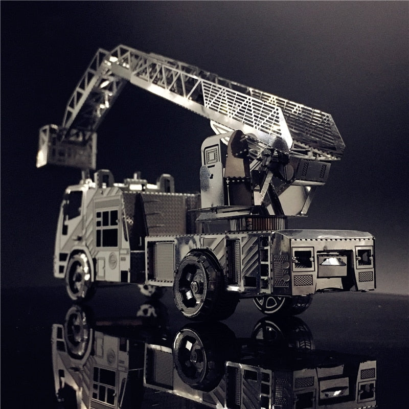 3D Metal Puzzle model kit Fire engine with ladder DIY 3D by Woody Signs Co. - Handmade Crafted Unique Wooden Creative