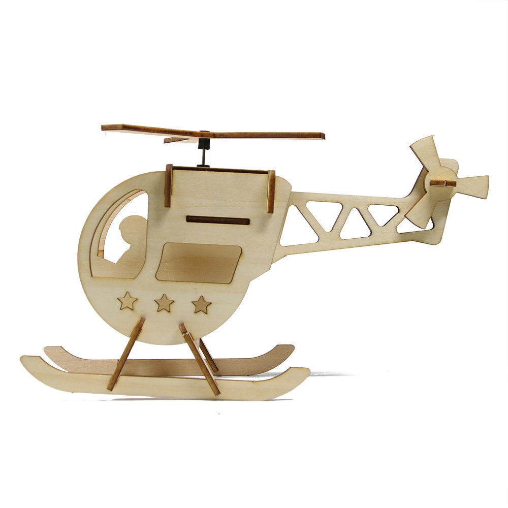 Wooden DIY Solar Power Helicopter Eco-friendly Educational Puzzle DIY Assemble Toys Gifts For Childrens by Woody Signs Co. - Handmade Crafted Unique Wooden Creative