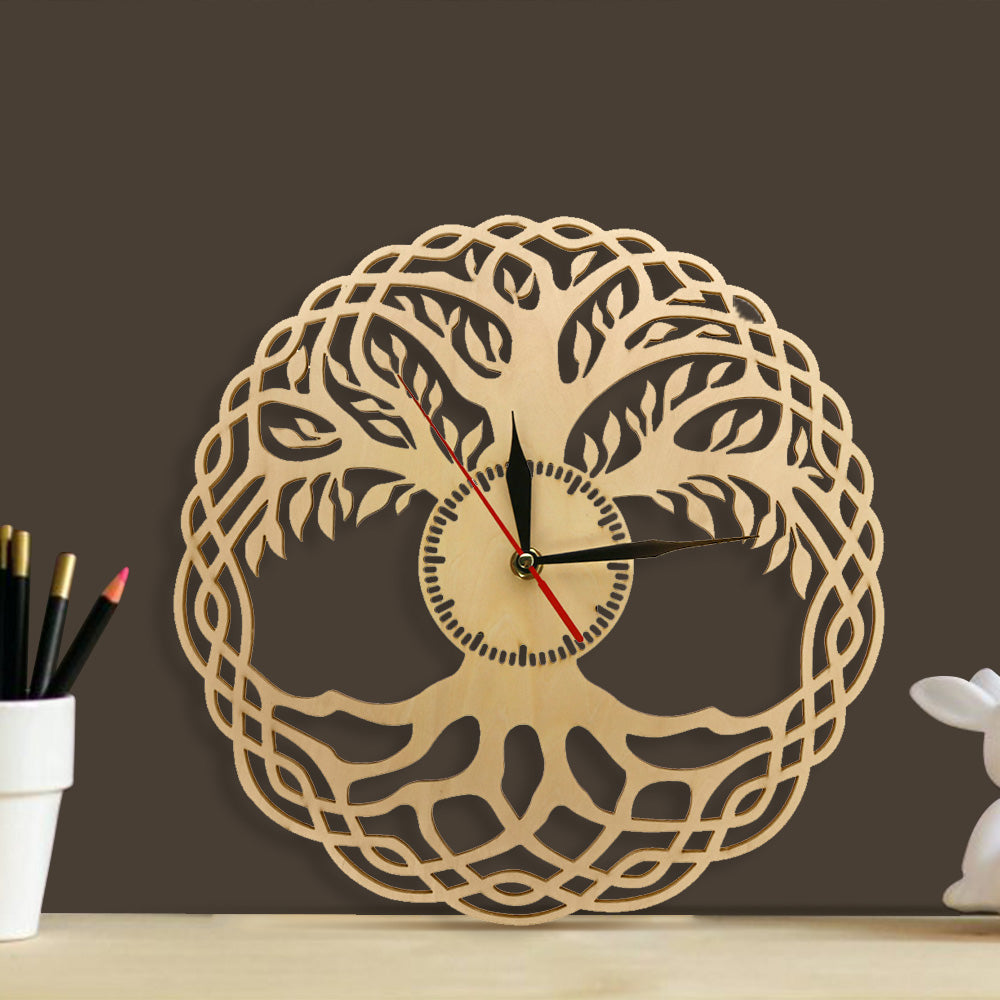 Modern Wall Clock Sacred Geometry Handmade Masterpiece Rustic Wooden Tree Of Life Wall Clock Infinity Tree Zen by Woody Signs Co. - Handmade Crafted Unique Wooden Creative