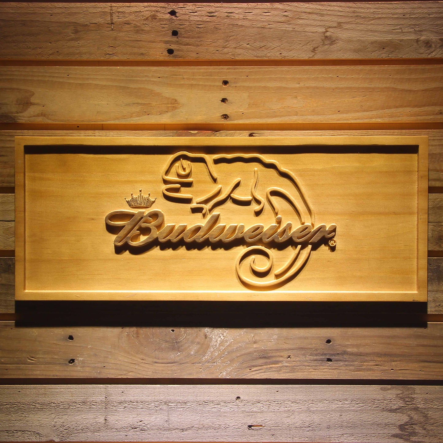 Budweiser Lizard 3D Wooden Signs by Woody Signs Co. - Handmade Crafted Unique Wooden Creative
