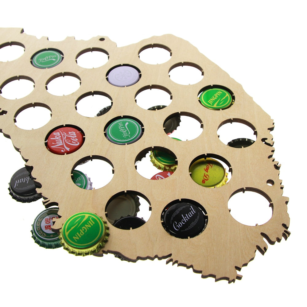 European Country Suomen Tasavalta Finland Cap Map Patriotic Bottle Cap Map Catcher Caps Collection by Woody Signs Co. - Handmade Crafted Unique Wooden Creative