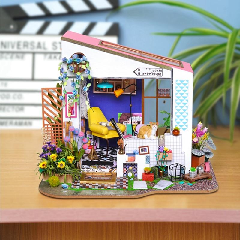 New DIY Lily's Porch with Furniture Miniature Wooden Doll House DG11 by Woody Signs Co. - Handmade Crafted Unique Wooden Creative