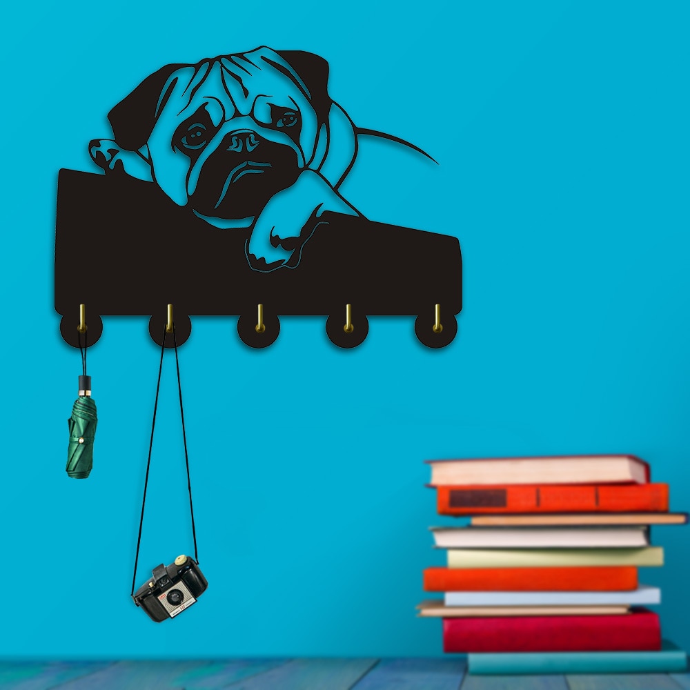 English Bulldog Clothes Hooks Lovely Puppy Dog Animal Silhouette Wall Hanger Towels Hooks Nursery Decor For Bathroom by Woody Signs Co. - Handmade Crafted Unique Wooden Creative