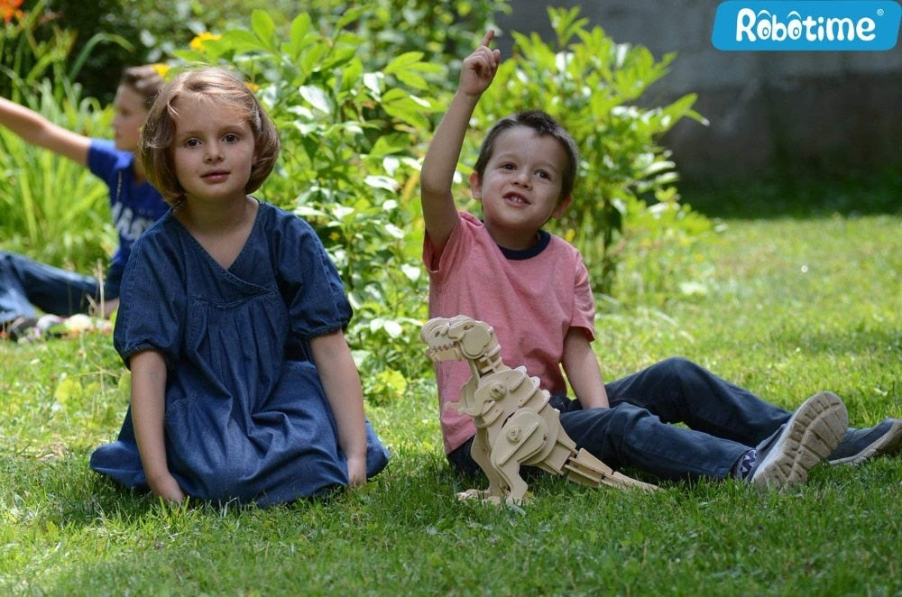 Creative DIY 3D Walking T-rex Wooden Puzzle Game Assembly Sound Control Dinosaur Toy Gift for Children Adult D210 by Woody Signs Co. - Handmade Crafted Unique Wooden Creative