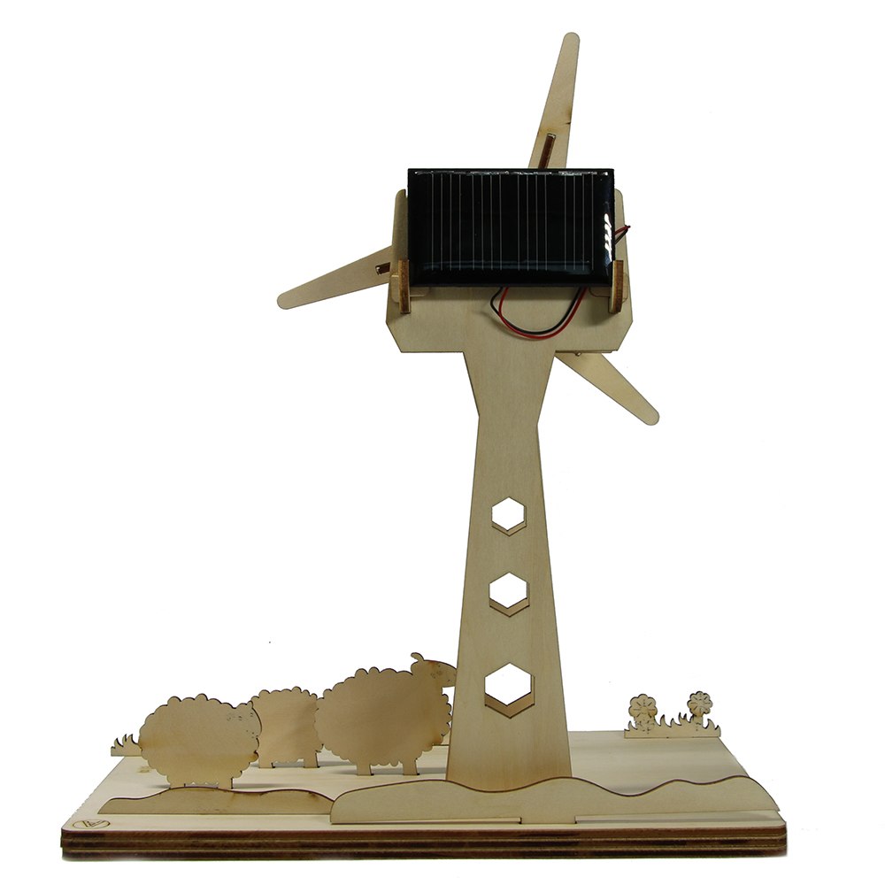 Eco-friendly Educational DIY Solar Power Turbine 3D Wooden Windmill Puzzle DIY Assemble Toys Table Decor by Woody Signs Co. - Handmade Crafted Unique Wooden Creative