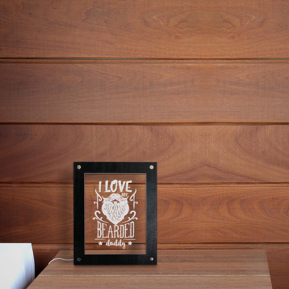 I Love My Bearded Daddy Night Light Picture Frame Fathers Day Gift Inspirational Quote LED Lighting Decor Desk Frame For Kids by Woody Signs Co. - Handmade Crafted Unique Wooden Creative