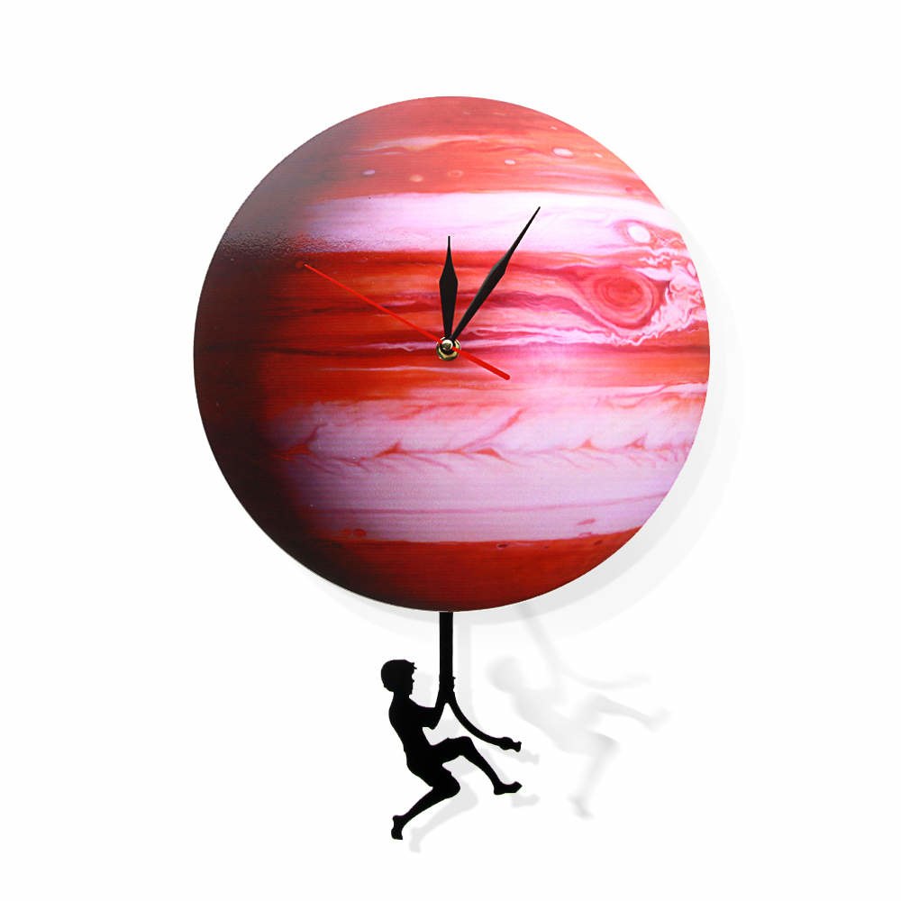 Swinging on The Jupiter Planet Wall Clock Bedroom Solar System Astronomy Decoration Space Pendulum Swinging Wall Clock by Woody Signs Co. - Handmade Crafted Unique Wooden Creative