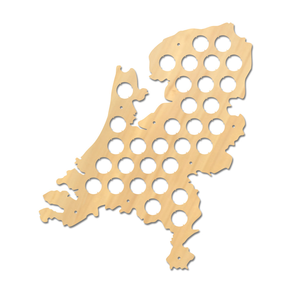 Netherlands Cap Map Patriotic Wooden Wall Sign Map Of Holland Bottle Cap Display Holder Dutch Man Cave Lover by Woody Signs Co. - Handmade Crafted Unique Wooden Creative