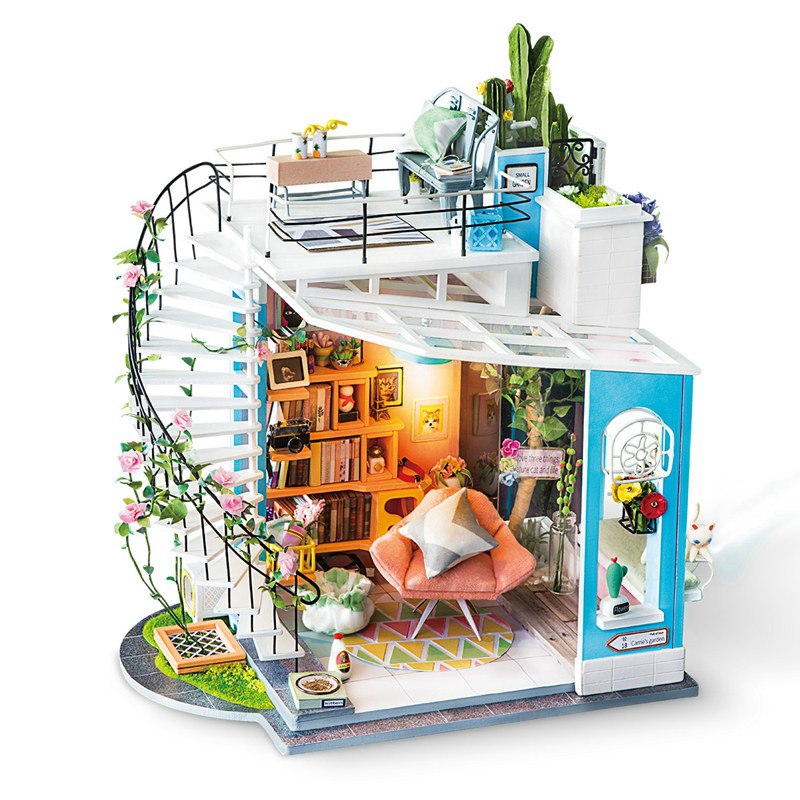 New DIY Dora's Loft with Furniture Miniature Wooden Doll House DG12 by Woody Signs Co. - Handmade Crafted Unique Wooden Creative