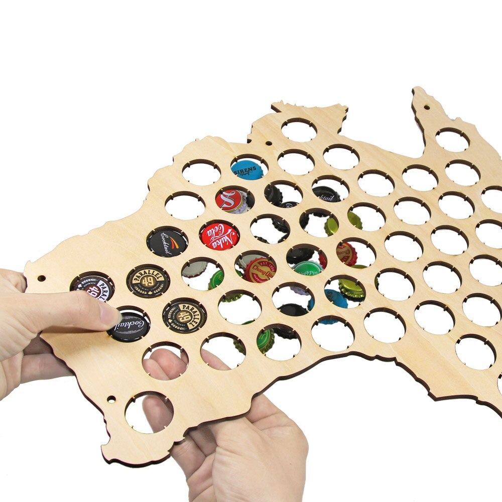 Australia Cap Map Laser Engraved Hanging Wooden Map Creative For Cap Collector Modern by Woody Signs Co. - Handmade Crafted Unique Wooden Creative