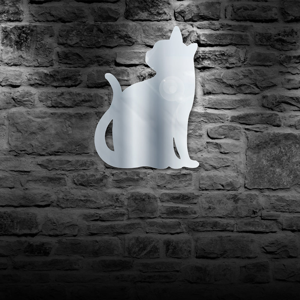 Relaxed Kitty Cat Luminous Wall Mirror Kitten Cat Modern Mirror Acrylic Mirror Art with LED illumination Cat Pet Owners Gift by Woody Signs Co. - Handmade Crafted Unique Wooden Creative