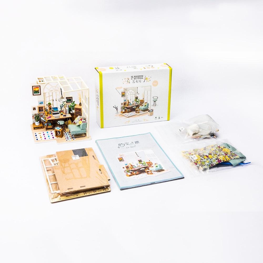 DIY Ice Cream Station with Furniture Miniature Wooden Doll House Model DGM06 by Woody Signs Co. - Handmade Crafted Unique Wooden Creative