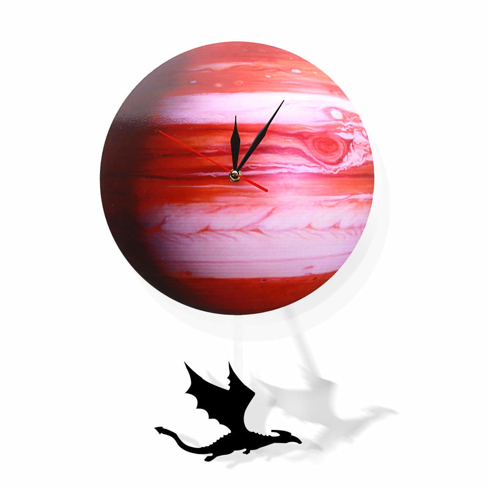 Swinging on The Jupiter Planet Wall Clock Bedroom Solar System Astronomy Decoration Space Pendulum Swinging Wall Clock by Woody Signs Co. - Handmade Crafted Unique Wooden Creative