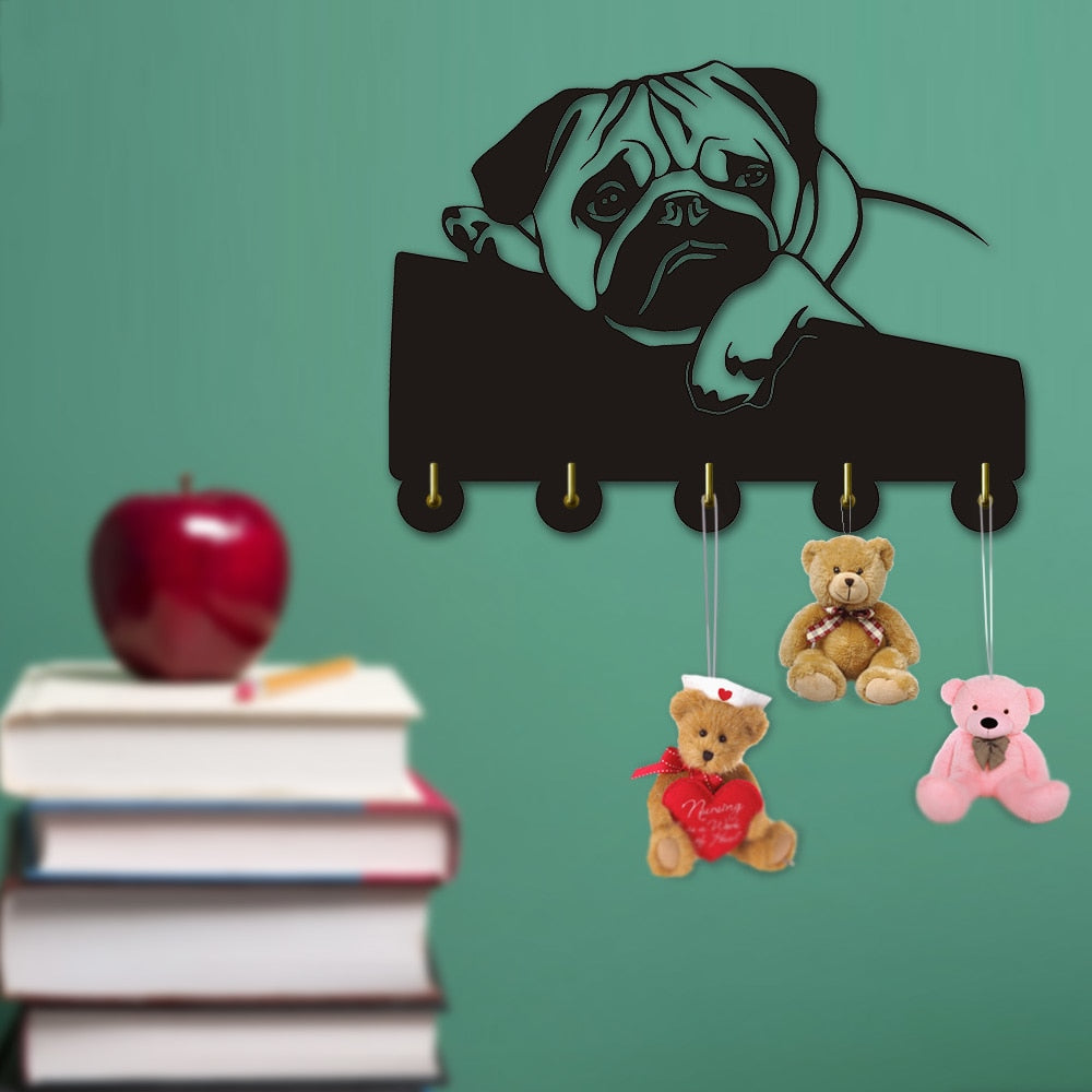 English Bulldog Clothes Hooks Lovely Puppy Dog Animal Silhouette Wall Hanger Towels Hooks Nursery Decor For Bathroom by Woody Signs Co. - Handmade Crafted Unique Wooden Creative