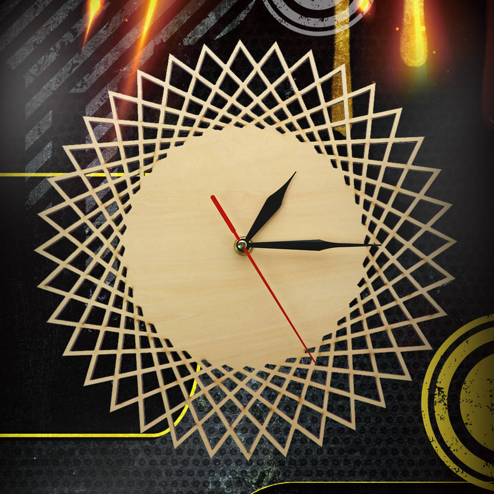 Modern Spiral Hanging Minimalist Wooden Wall Clock Silent Savanna Geometric Clock Watch    Unique Design by Woody Signs Co. - Handmade Crafted Unique Wooden Creative