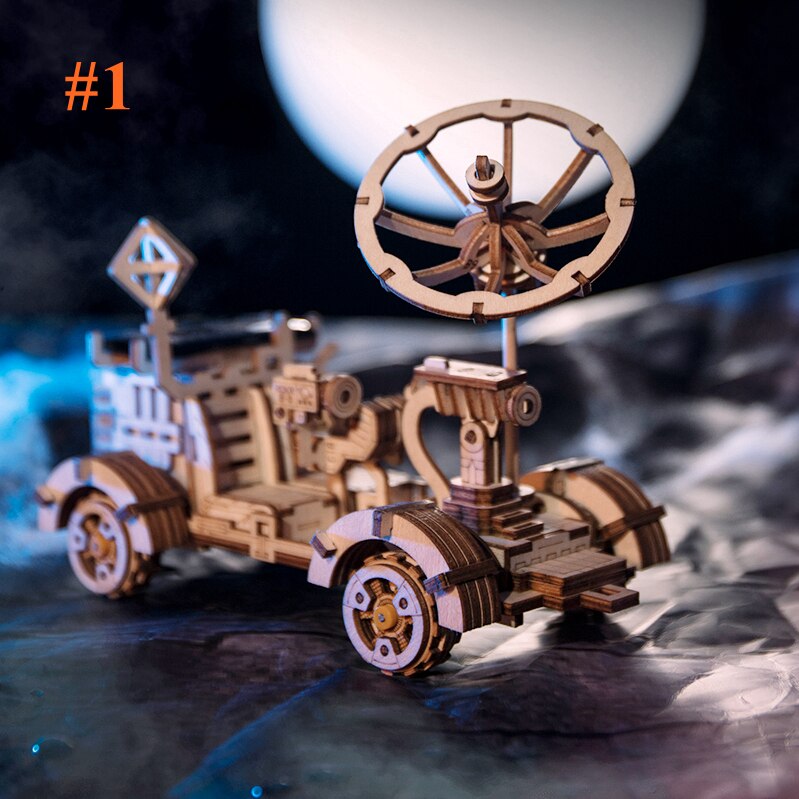 Moveable Moon Buggy Solar Energy 3D DIY Laser Cutting Wooden Gift for LS401 (Moon Buggy) by Woody Signs Co. - Handmade Crafted Unique Wooden Creative