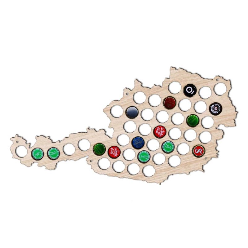 Wooden Cap Maps Bottle Caps Map of Austria For Cap Collector Drinker Wood Crafts by Woody Signs Co. - Handmade Crafted Unique Wooden Creative