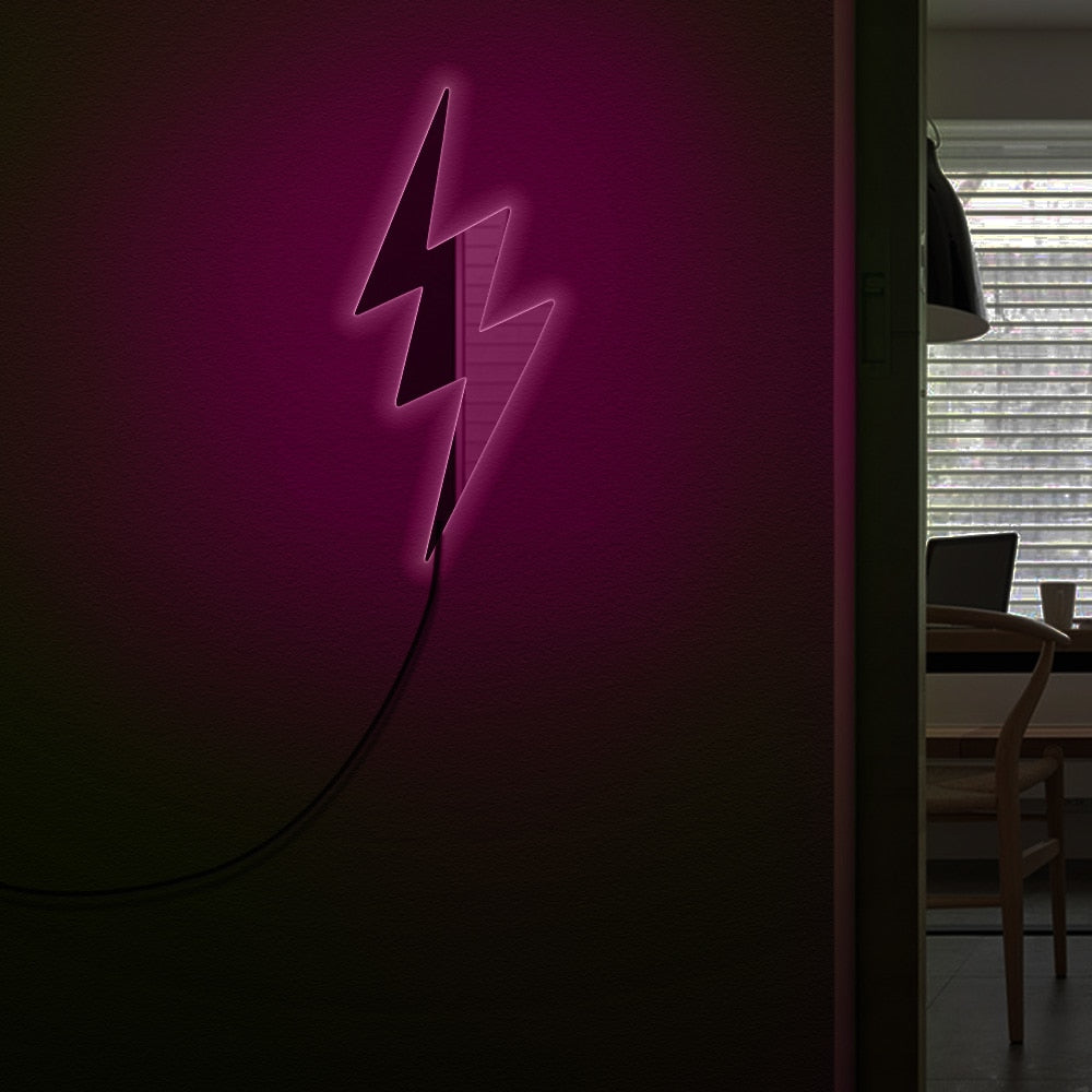 Lightning Bolt Mirror With LED illumination Contemprorary Lightning Sign Acrylic Mirror For Living Room by Woody Signs Co. - Handmade Crafted Unique Wooden Creative
