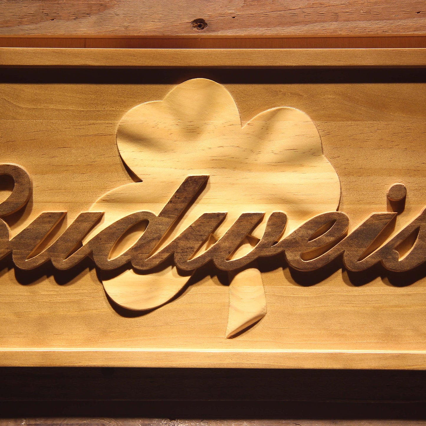 Budwesier Shamrock 3D Wooden Bar Signs by Woody Signs Co. - Handmade Crafted Unique Wooden Creative