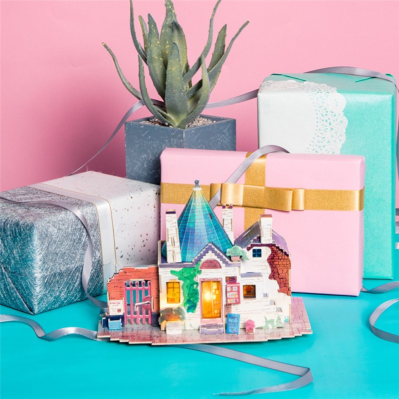 New DIY Spring in Italy Doll House with Led Light   Miniature Wooden    SJ302 by Woody Signs Co. - Handmade Crafted Unique Wooden Creative