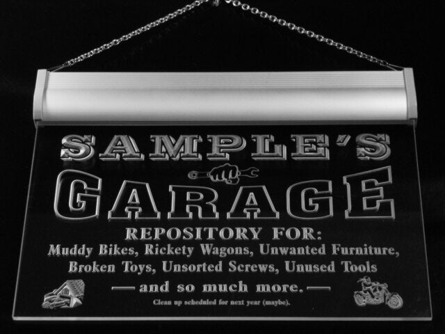 pp Name Custom Garage Basement Den Repair Neon Light Signs with On/Off Switch 7 Colors 4 Sizes by Woody Signs Co. - Handmade Crafted Unique Wooden Creative