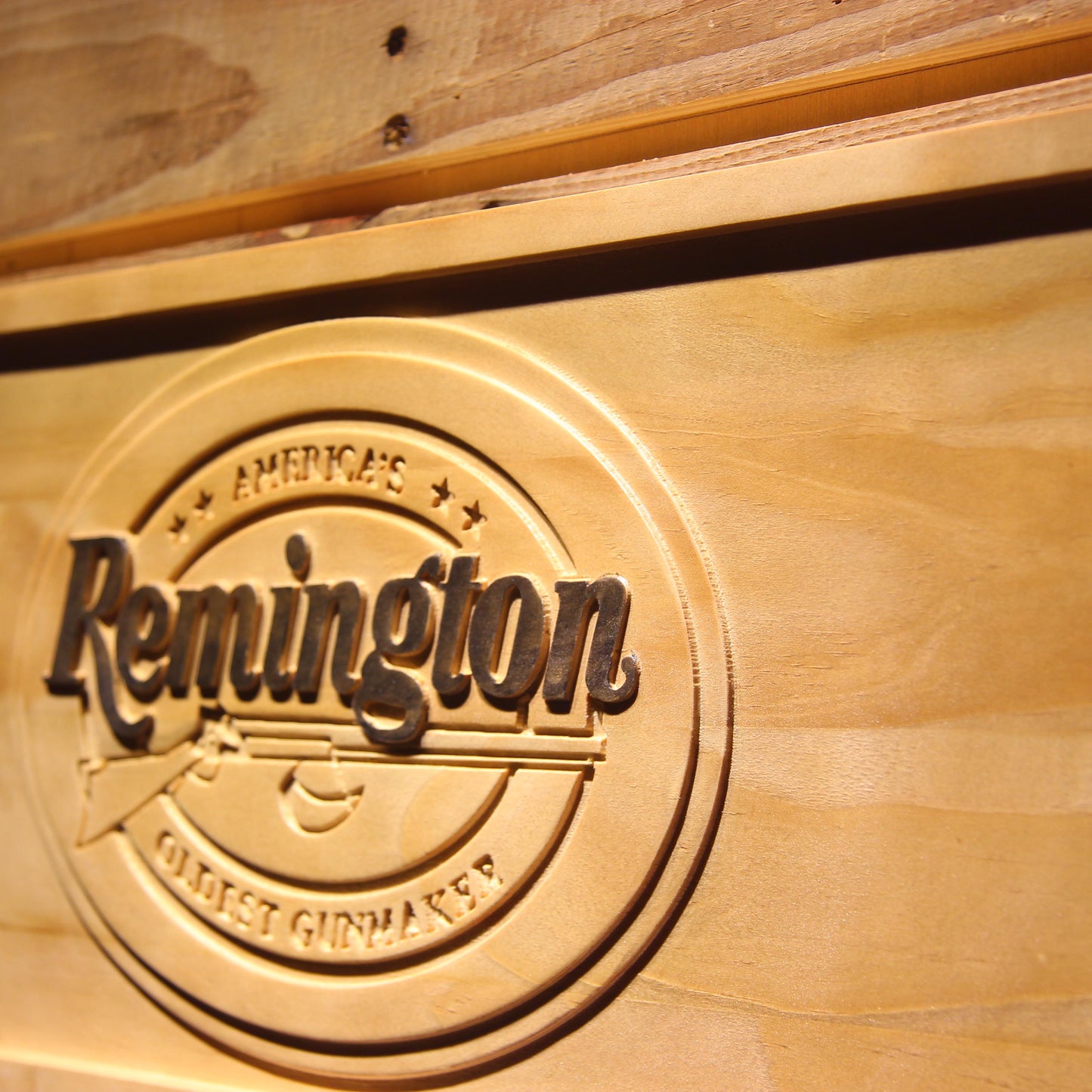 Remington 3D Wooden Bar Signs by Woody Signs Co. - Handmade Crafted Unique Wooden Creative