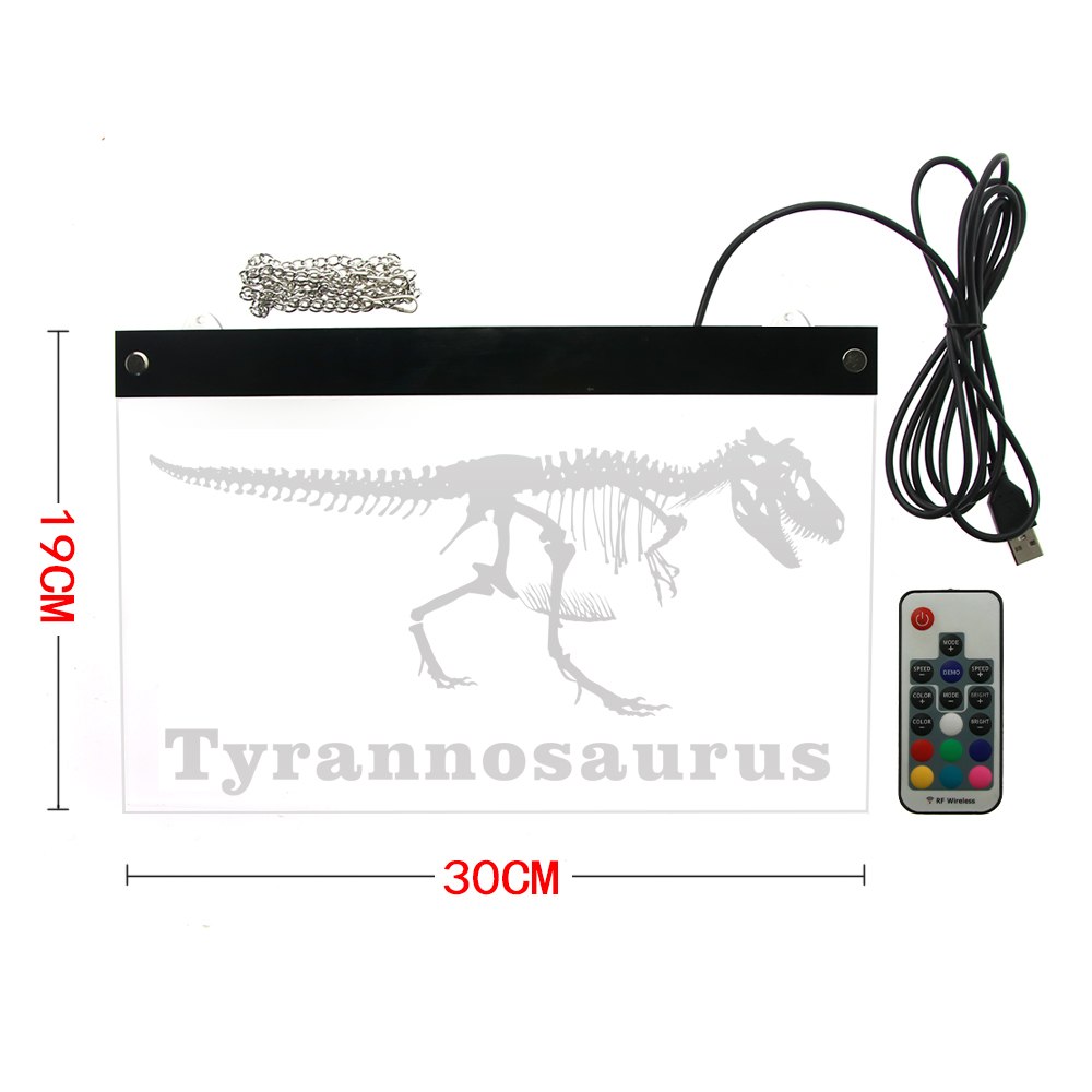 Tyrannosaurus Rex Skeleton LED Neon Sign Museum LED Lighting Wall Sign Dinosaur T-Rex Acrylic LED Edge Lighting Art by Woody Signs Co. - Handmade Crafted Unique Wooden Creative