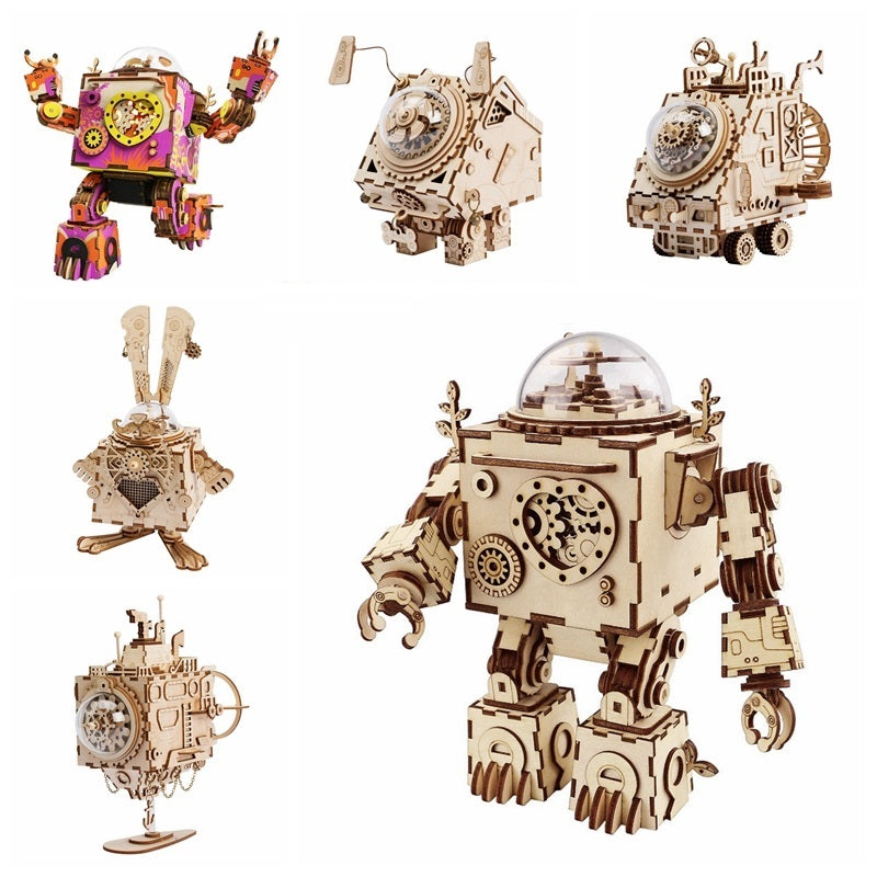 6 Kinds Fan Rotatable Wooden DIY Steampunk Assembly Gift for AM601 by Woody Signs Co. - Handmade Crafted Unique Wooden Creative