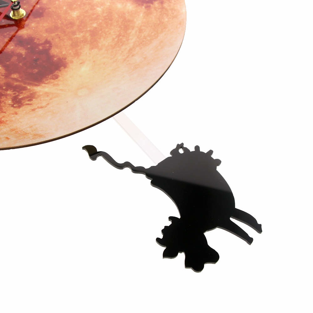Golden Moon Pendulum Wall Clock Swinging on the Moon Space Galaxy Supermoon Full Moon Clock with Swinging Pendulum by Woody Signs Co. - Handmade Crafted Unique Wooden Creative