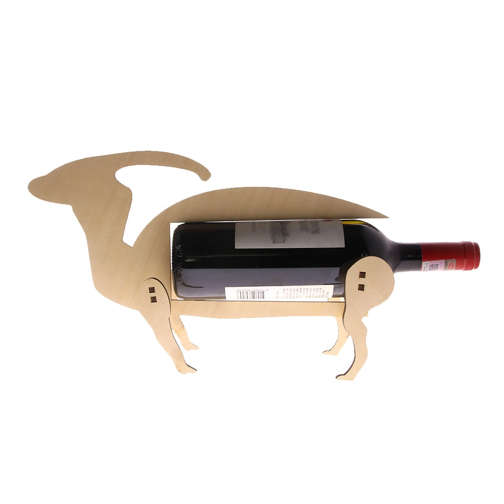 Creative Dinosaur Rack Parasaur Bottle Holder Wooden Parasaurolophus Modern Storage by Woody Signs Co. - Handmade Crafted Unique Wooden Creative