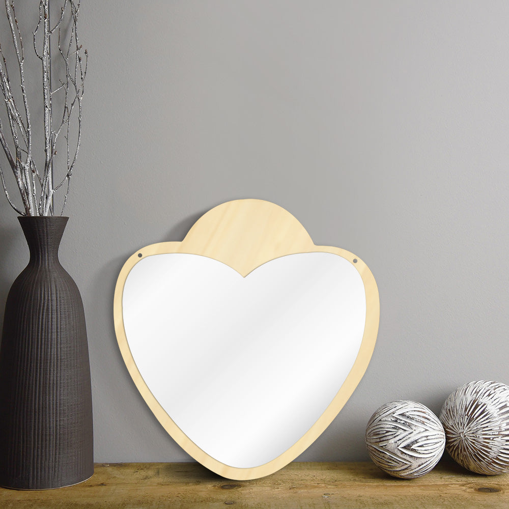 Heart Shaped Wall Mirror With Wooden Back Make-up Wall Hanging Mirror Unique Valentines Day Gift Idea For Her by Woody Signs Co. - Handmade Crafted Unique Wooden Creative