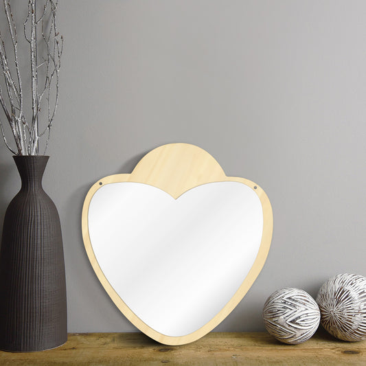 Heart Shaped  Wall Mirror With Wooden Back Make-up Wall Hanging Mirror Unique Valentines Day Gift Idea For Her by Woody Signs Co. - Handmade Crafted Unique Wooden Creative