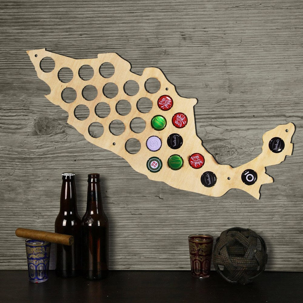 Creative Wooden Craft Cap Maps Of Mexico Wall Mounted Maps Caps Collection Gadgets by Woody Signs Co. - Handmade Crafted Unique Wooden Creative