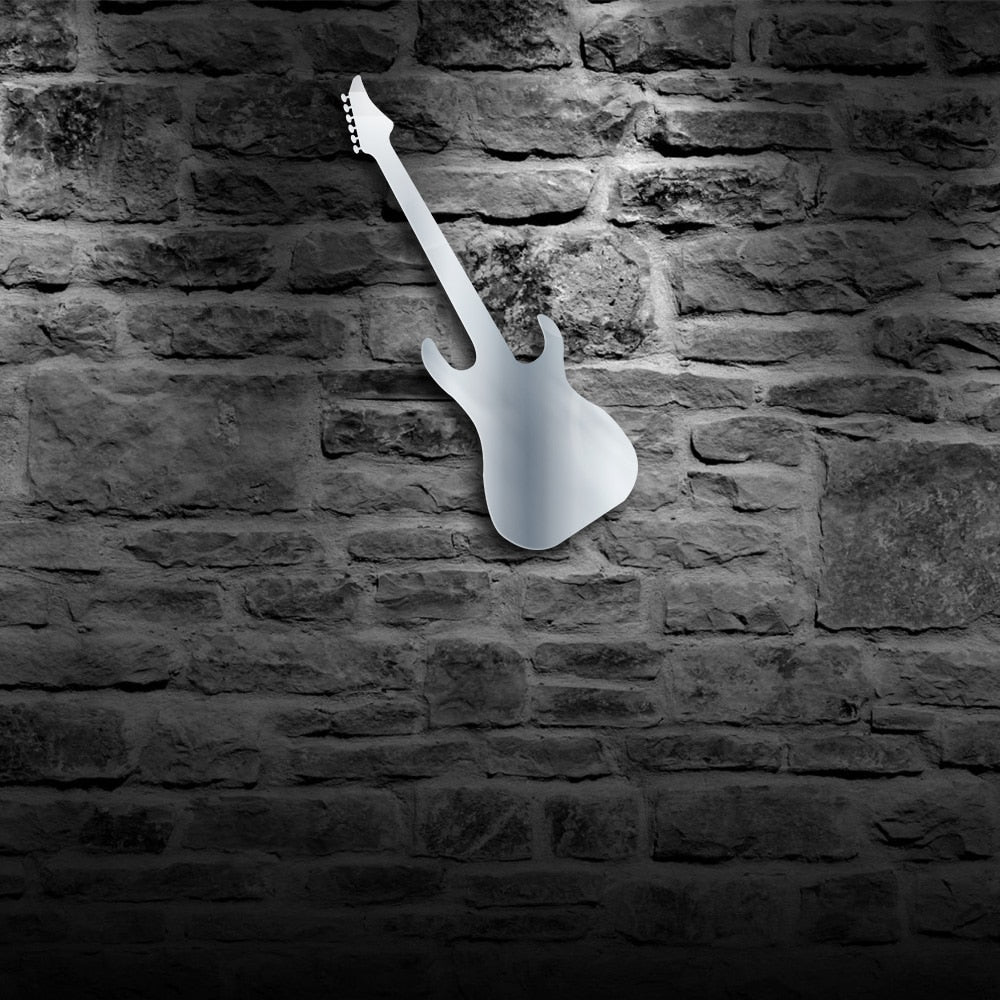 Rocking Guitar LED Lighting Wall Mirror Rock'n'Roll Electronic Guitar Handmade Acylic Mirror For Music Room Studio by Woody Signs Co. - Handmade Crafted Unique Wooden Creative