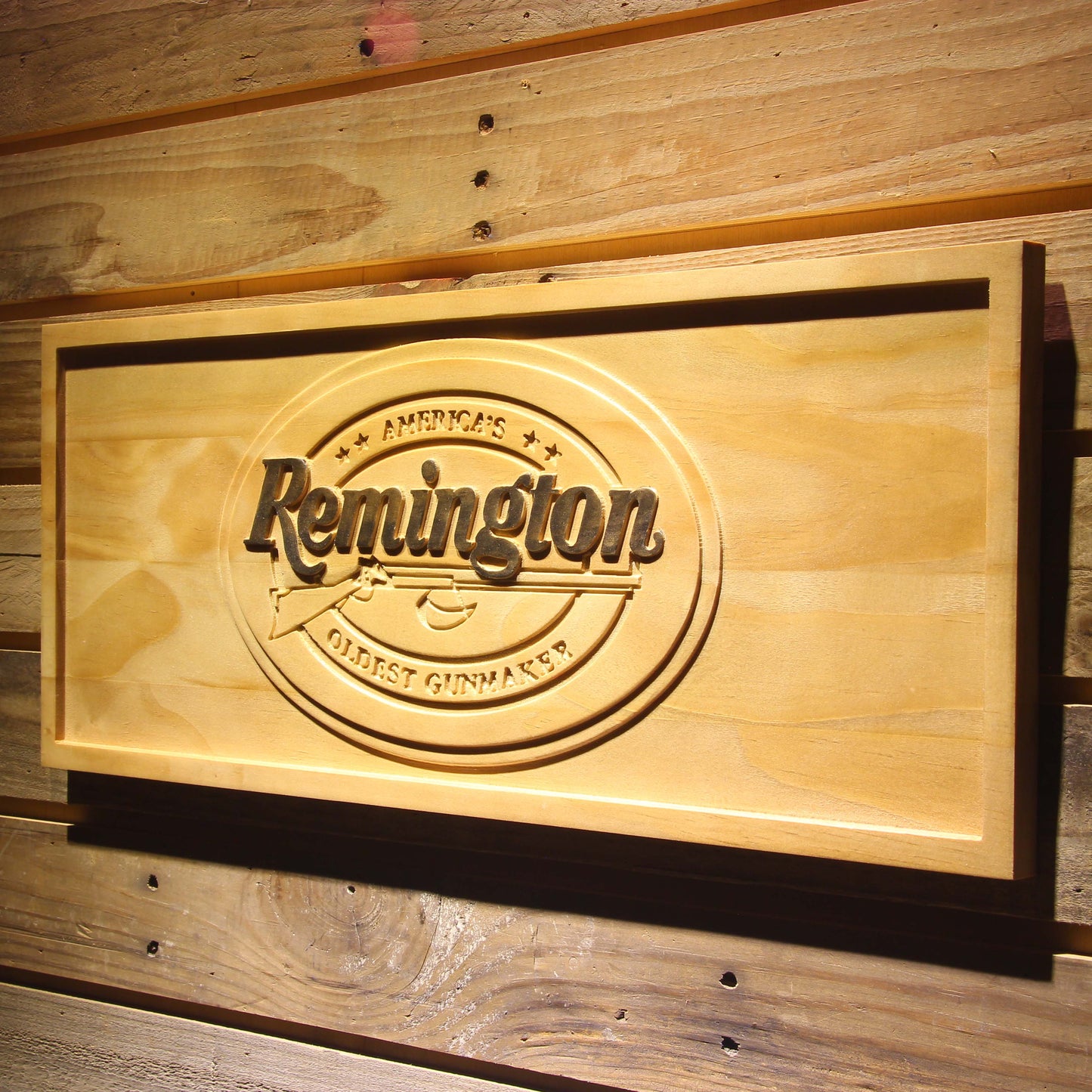 Remington 3D Wooden Bar Signs by Woody Signs Co. - Handmade Crafted Unique Wooden Creative