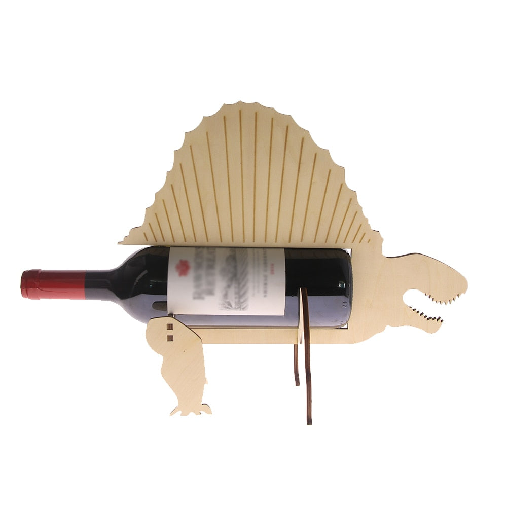 Wooden Dinosaur Rack Dimetroden Bottle Holder Modern Storage Minimalist Novelty Gift Idea For Lover by Woody Signs Co. - Handmade Crafted Unique Wooden Creative