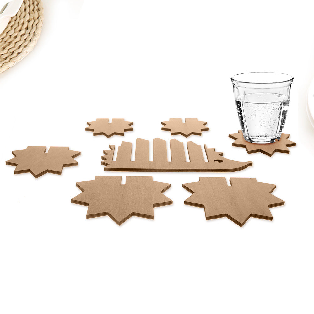 7Pieces/Set Animal Pin Wooden Coaster Hedgehog Shape DIY Coffee Tea Cup Mat Creative Table Decoration Figurines & Miniatures by Woody Signs Co. - Handmade Crafted Unique Wooden Creative