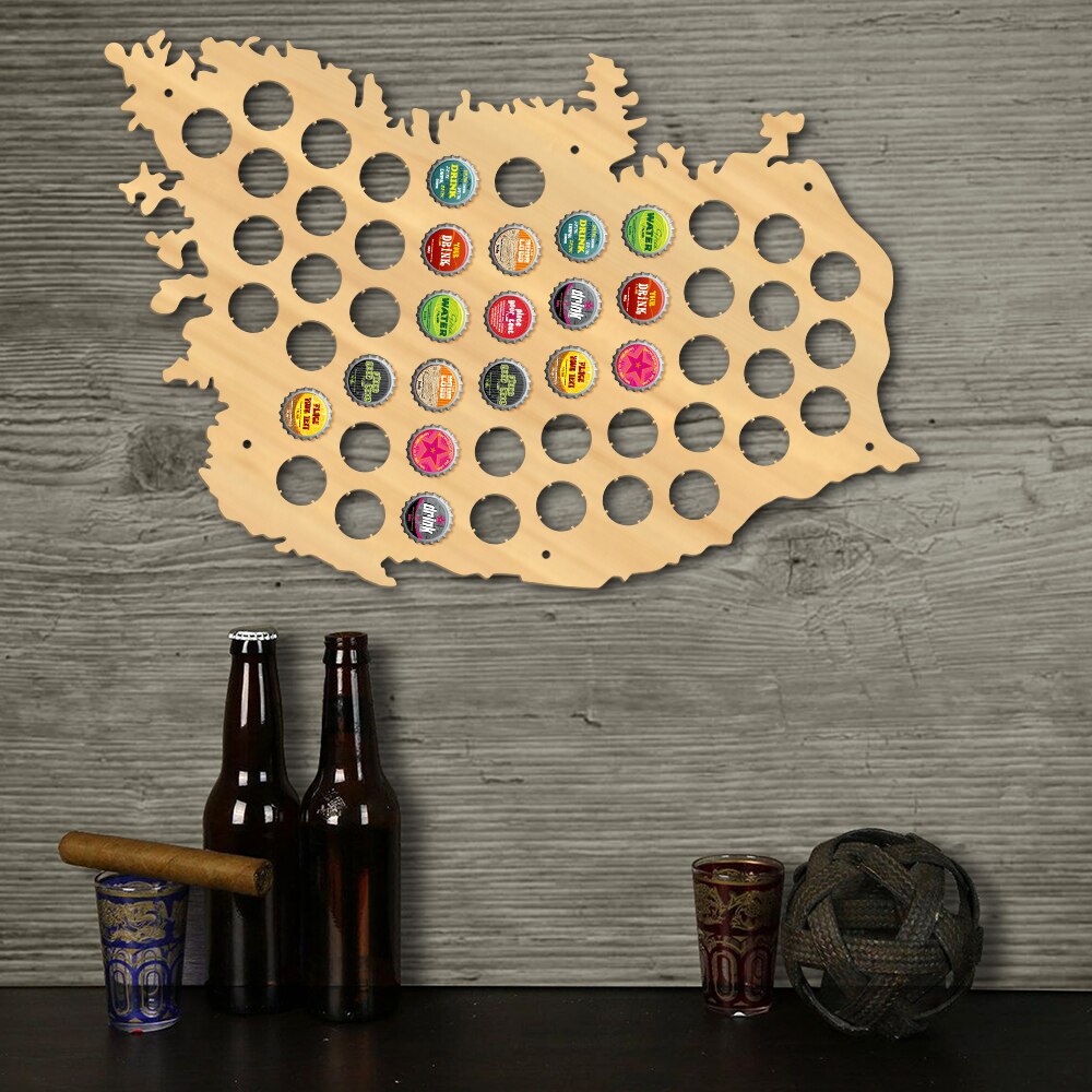 Pub Wooden Wall Sign Map Of Korea Republic Of Korea Cap Map Bottle Cap Display Holder Man Cave Lovers Gift by Woody Signs Co. - Handmade Crafted Unique Wooden Creative