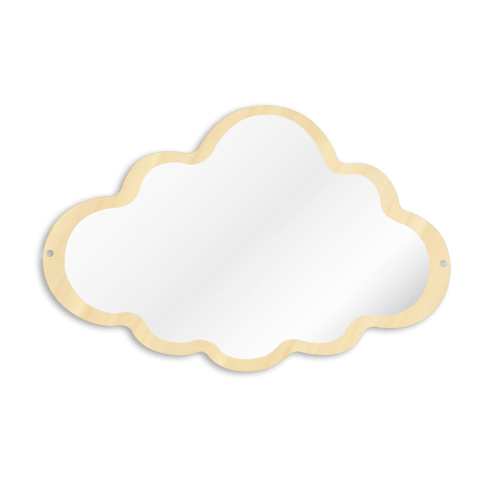 Wooden Engraved Acrylic Cloud Mirror Nursery Kids Room Decor Frameless Children Safety Wall Mirror Hanging Make-up Mirror by Woody Signs Co. - Handmade Crafted Unique Wooden Creative