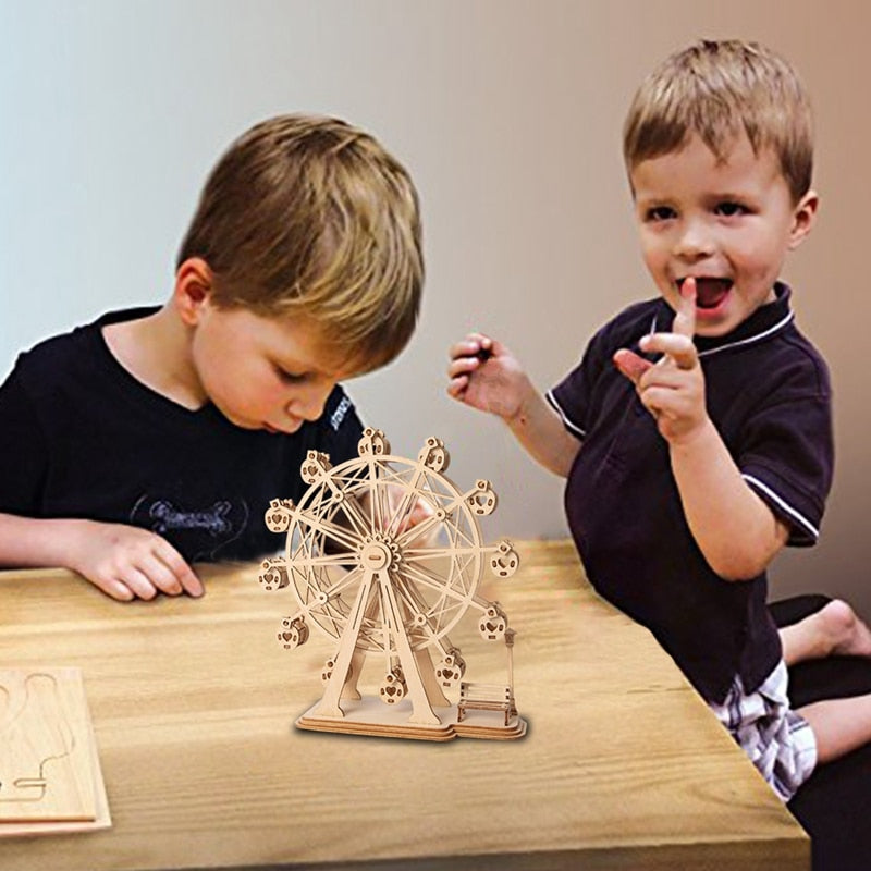 DIY 3D Laser Cutting Wooden Ferris Wheel Puzzle Game Gift for Kids Popular TG401 by Woody Signs Co. - Handmade Crafted Unique Wooden Creative