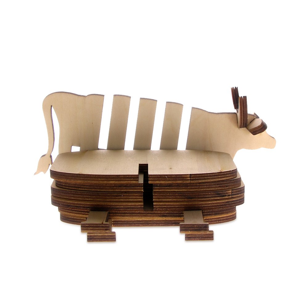 7Pieces/Set Cow Model DIY Pin Wooden Coast Creative Coffee Tea Cup Mat Animal Theme Art Decoration Unique Gift Idea For Friends by Woody Signs Co. - Handmade Crafted Unique Wooden Creative